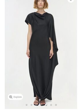 Current season! SIMKHAI Ora Satin Gown size 6 in black satin NWOT
